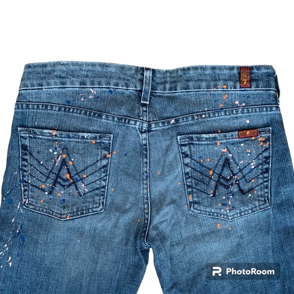 7 For All Mankind, Paint Splatter, Bootcut Jeans, Size 29 - Picture 9 of 12